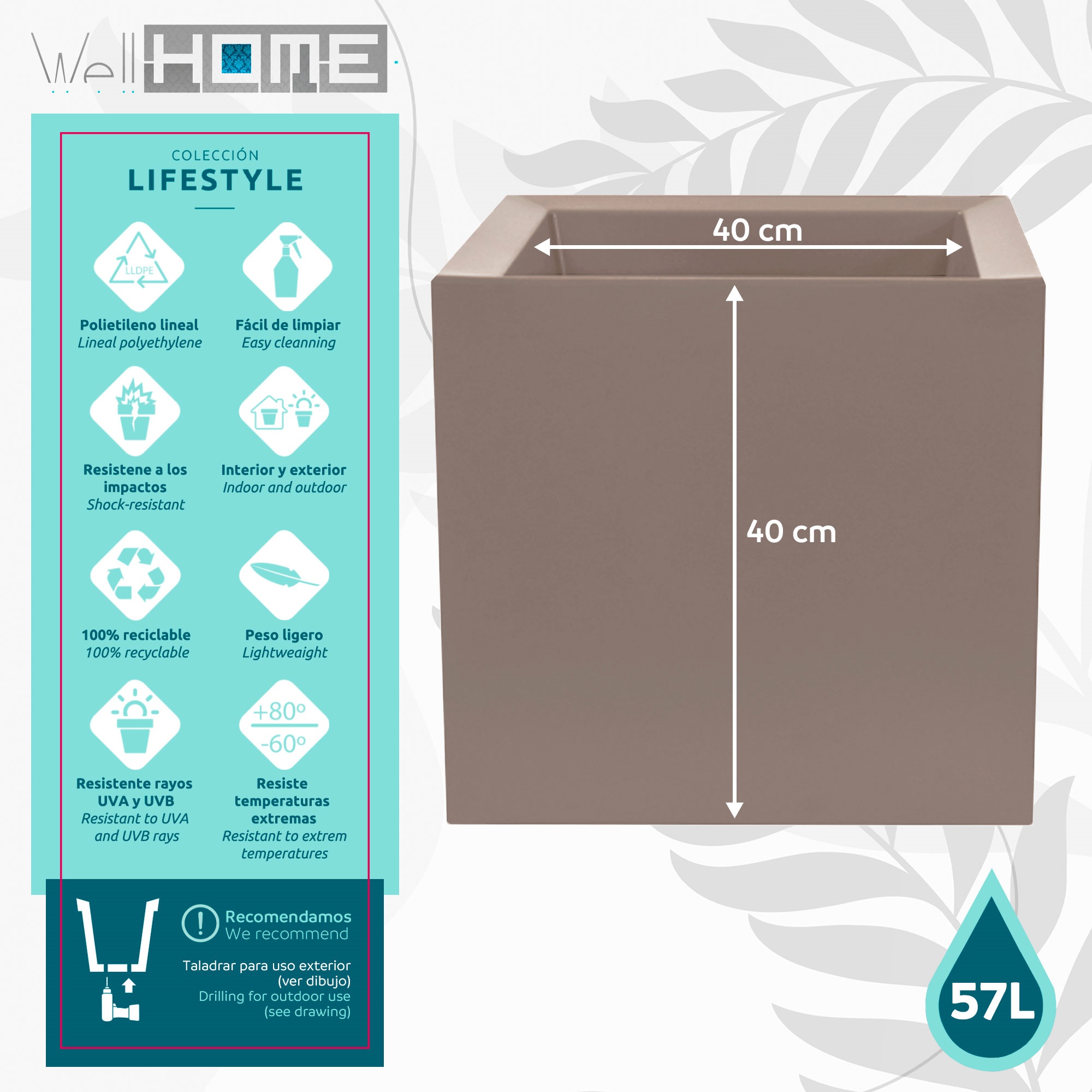 Vaso in cemento da 40 cm e 57 litri - 2