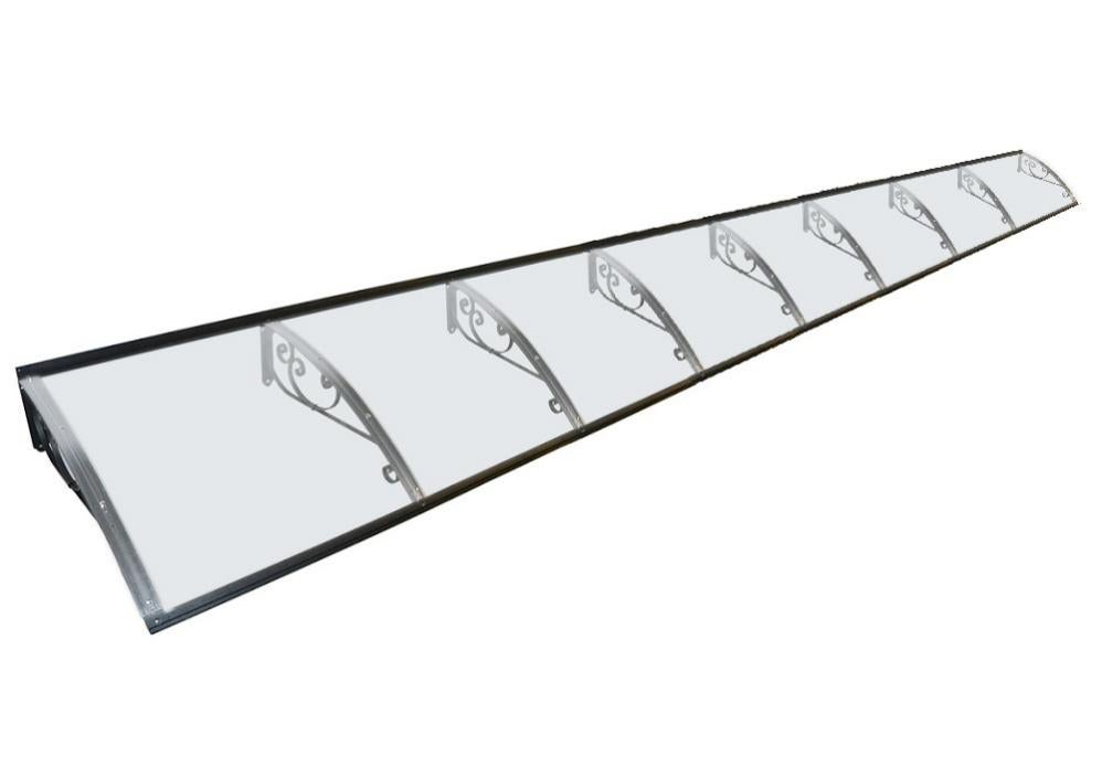 Pensilina Esterna In Policarbonato 120x80cm - Tettoia Da Parete Per Porte E Finestre