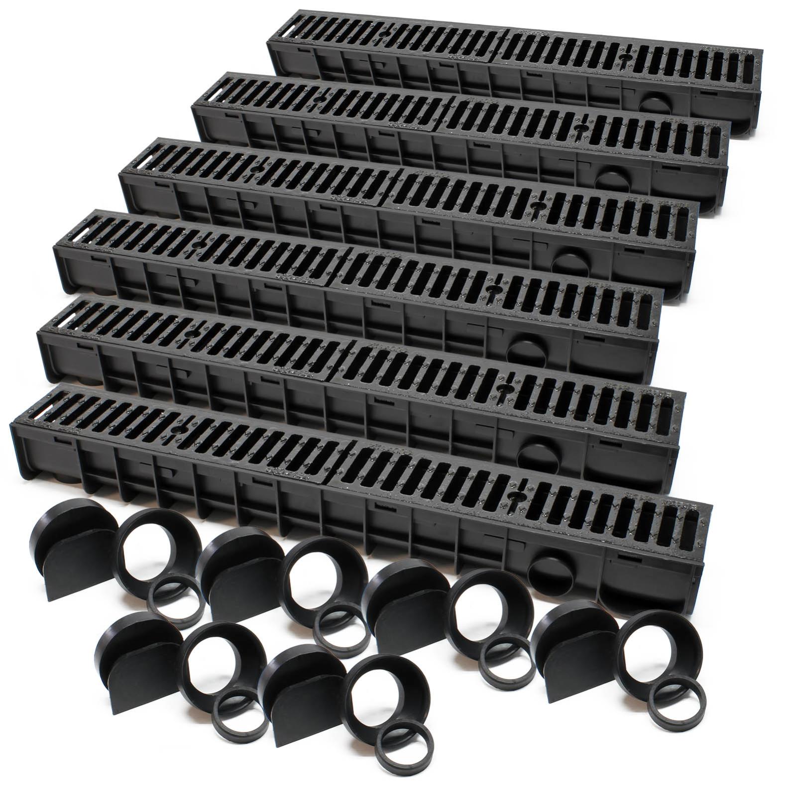 Caniveau 6x1m Grille recouvrement 25t Fonte Drainage Eaux usées Rigole