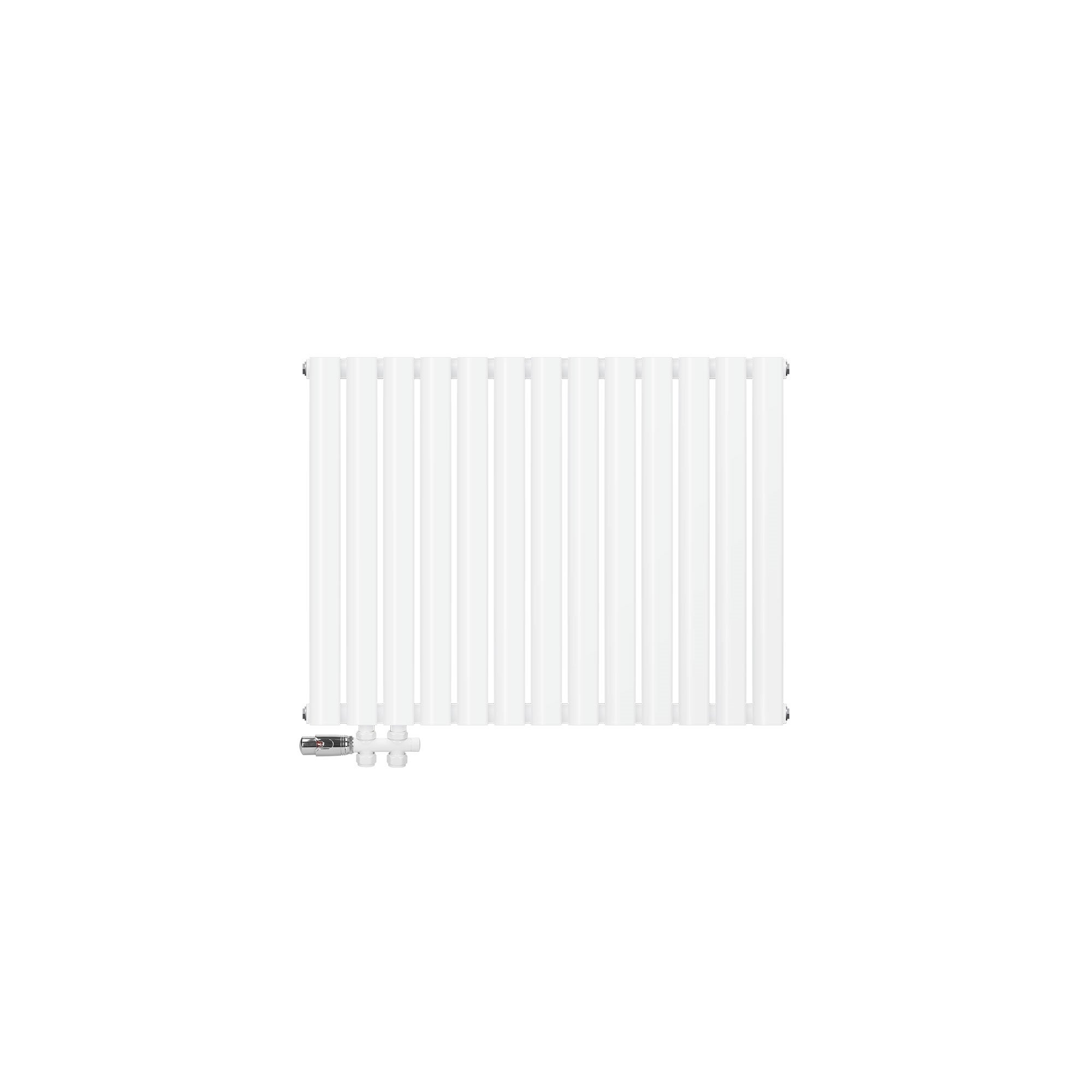 Radiateur blanc simple couche raccord à gauche au sol traversante 780 x 600 mm Leroy Merlin