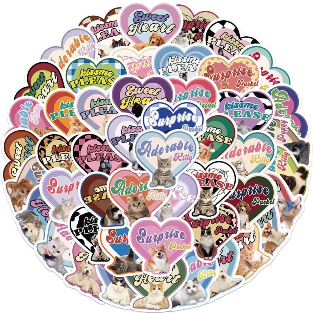 49 Stickers Chat Coeur MultiColor | Leroy Merlin