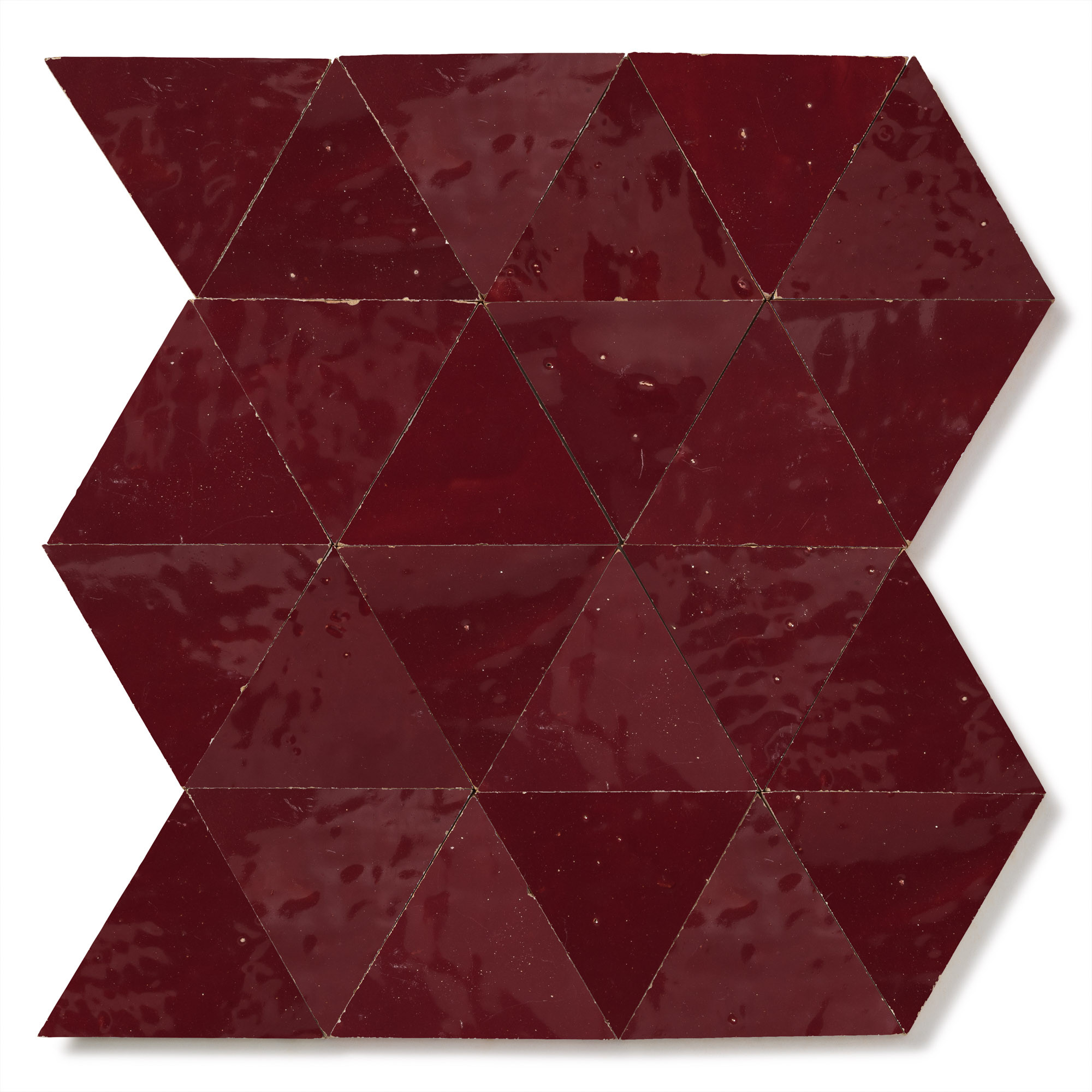 Zellige Marocain Artisanal Véritable - Rouge Lie de vin Triangle grand ...