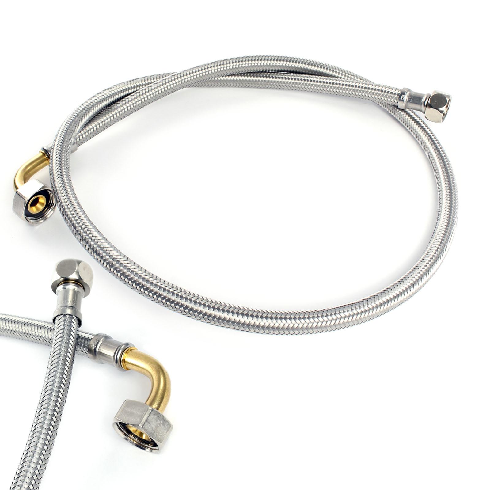 Tuyau Blindé DN25 Acier Inox - Raccord Eau Potable DVGW, 1000 Mm Avec Coude, Silicone Alimentaire, Pour Robinet Ou Adoucisseur - 11