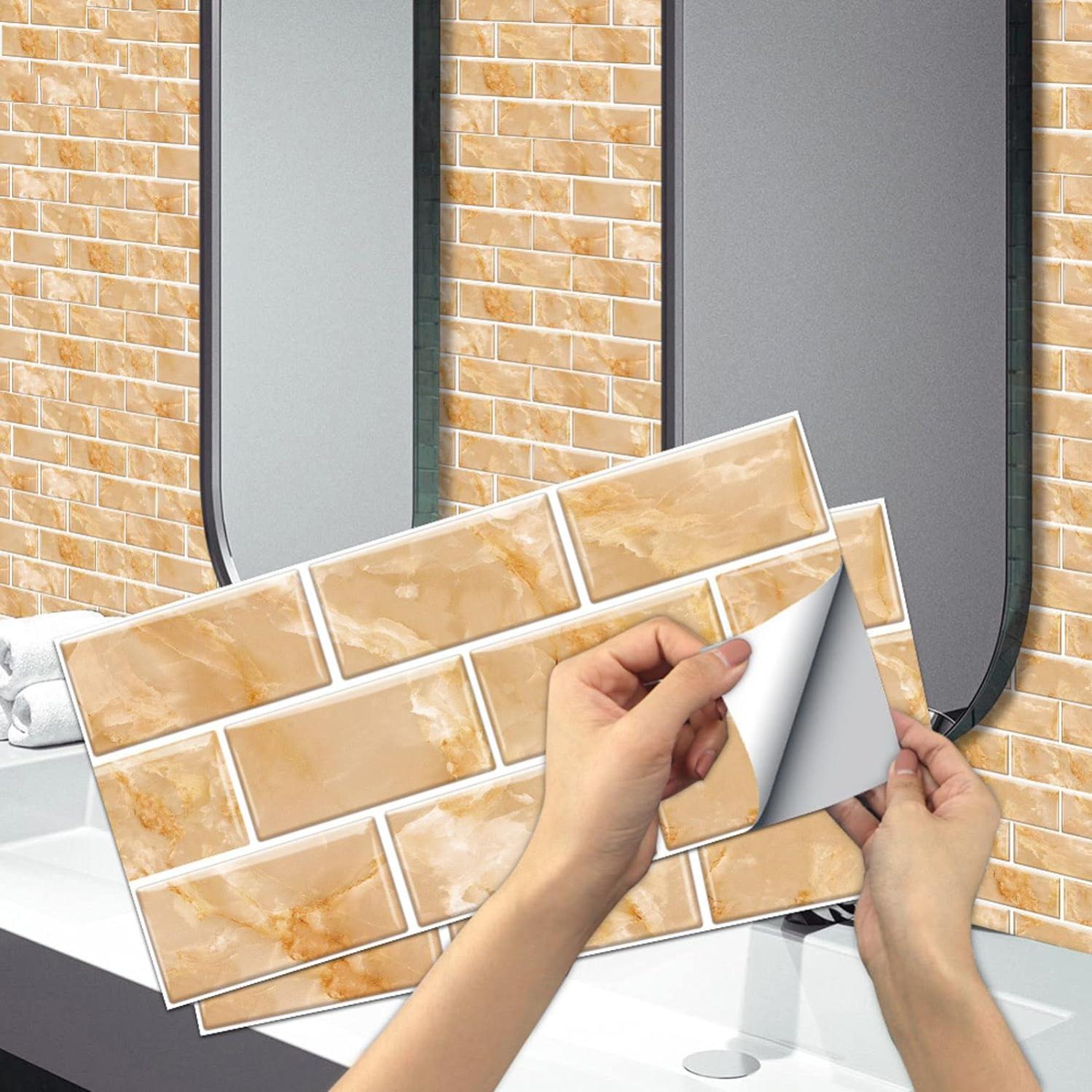 Autocollant de carreaux 10pcs Carrelage Autocollant 15x15cm 3D Auto