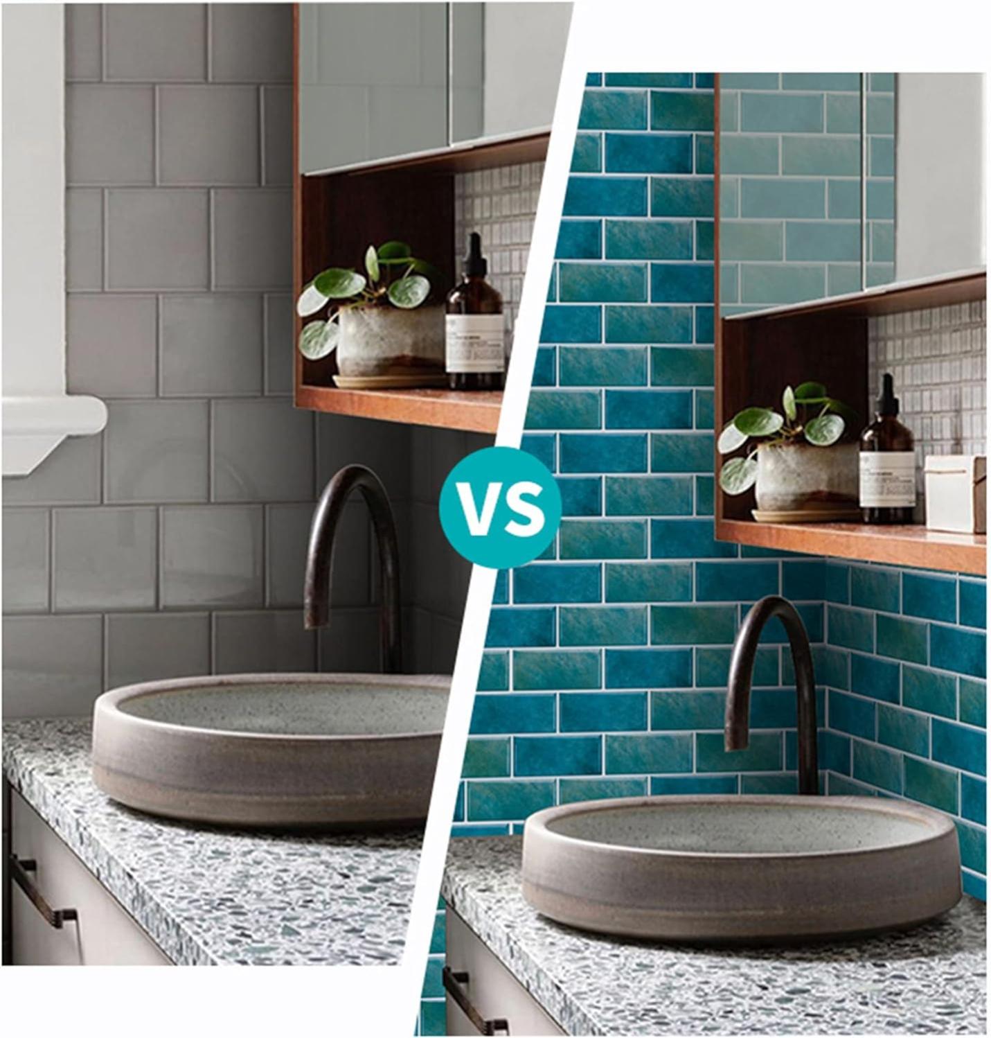 LONGKING Lot De 10 Feuilles De Carrelage Décoratif Pour Cuisine, Gris