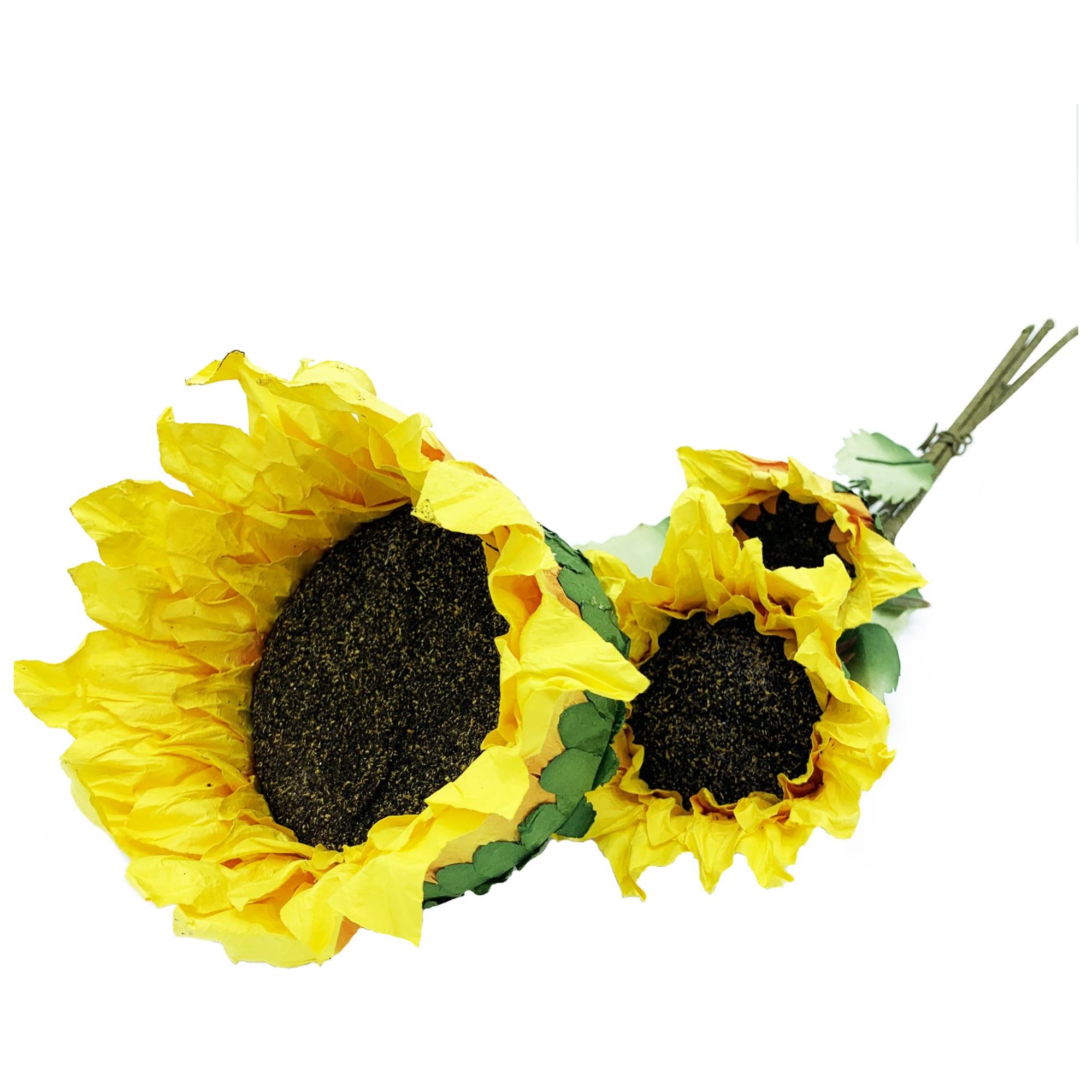 1 mazzo di 7 teste di girasoli artificiali di seta bouquet di fiori finti per la decorazione natalizia della festa della libreria di nozze in giardino  15