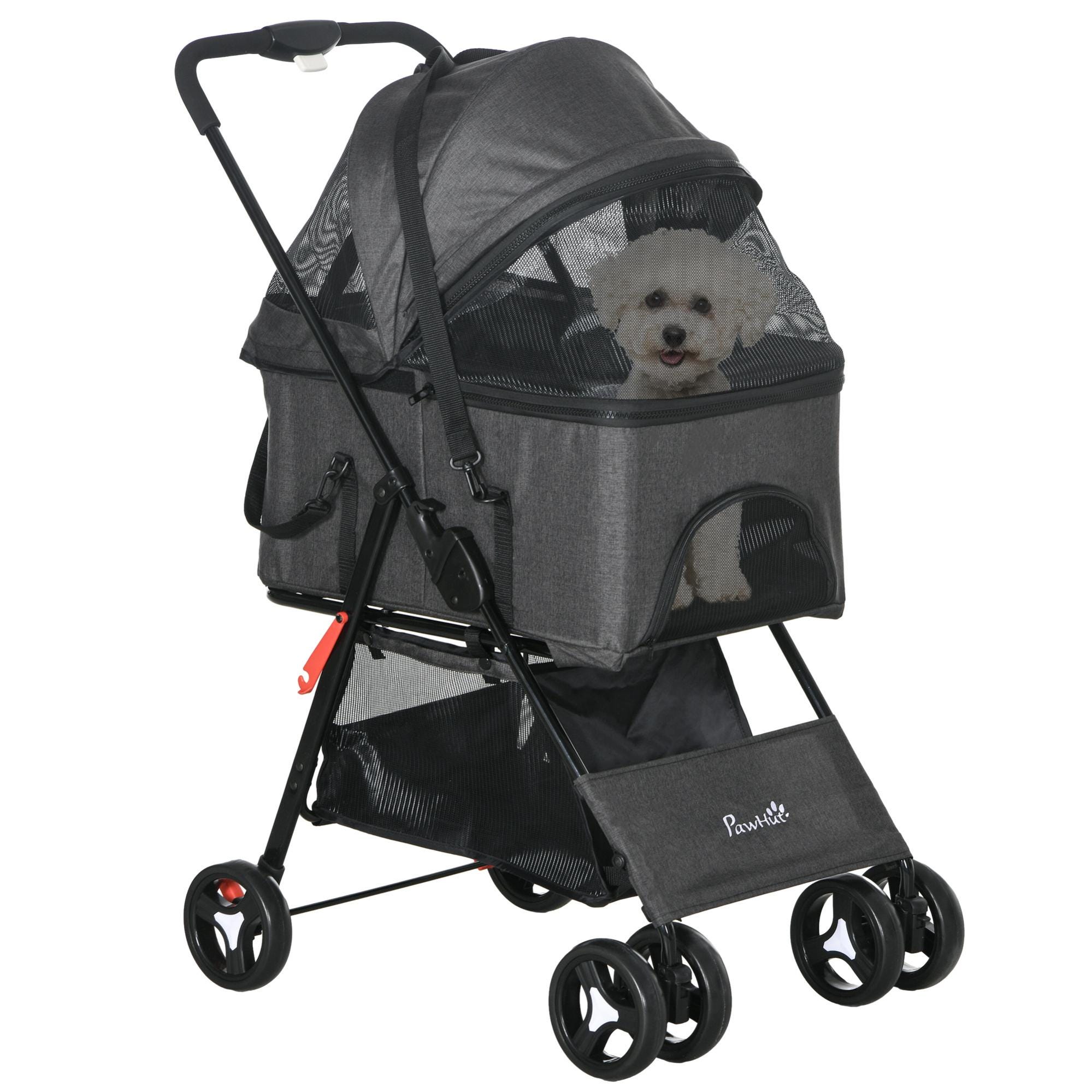 Poussette pour chien 3 en 1 poussette buggy panier de transport panier voiture noir gris Leroy Merlin