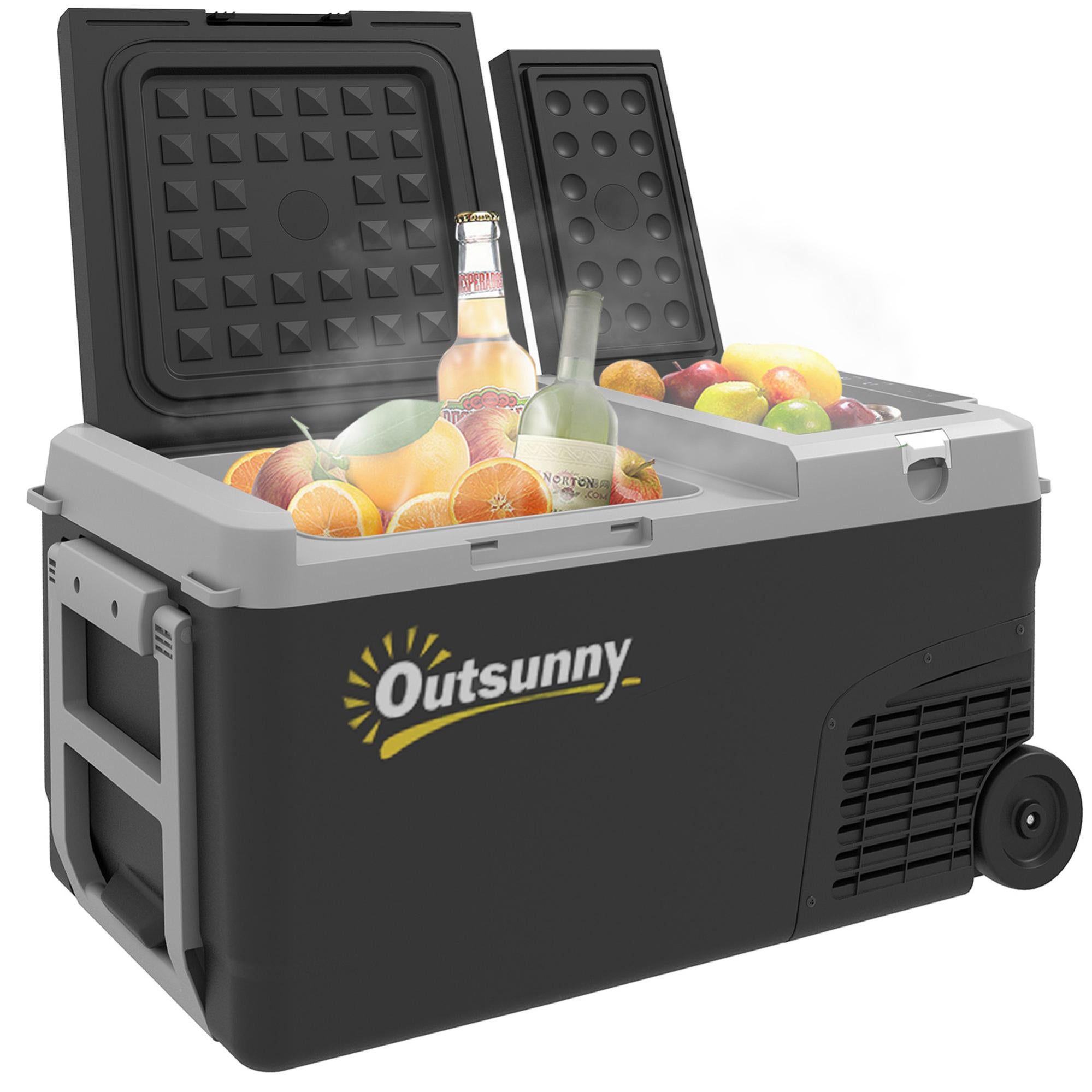 MOV COMPRA Glacière à Roulettes Extensible à Double Pont Avec Roues Et Poignée, Grand Refroidisseur De Camping Isotherme, Pliable, étanche Avec Roues Pour Pique-nique, Voyage, Plein Air, Plage (noir