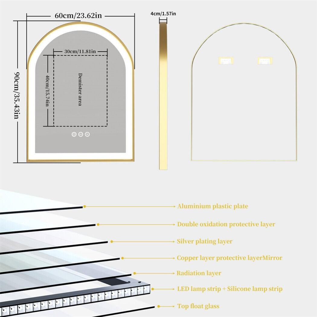 Miroir Salle de Bain LED 60x90cm avec Éclairage Miroir Lumineux Mural 3 Couleurs Réglables+ Mémoire+Tactile+Anti-buée - 5