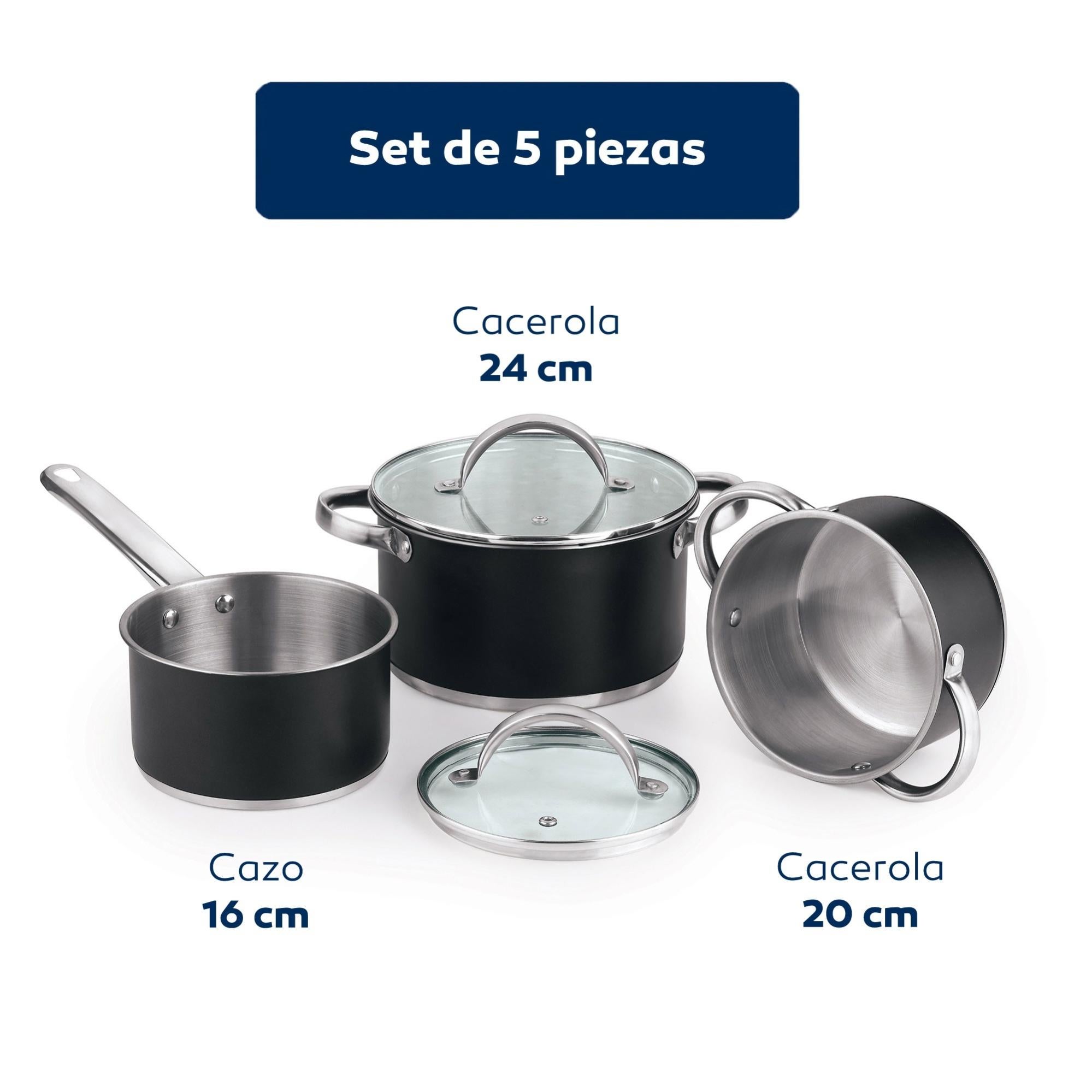 Batterie de Cuisine 17Pcs, Lot de Casseroles et Poêles Induction avec
