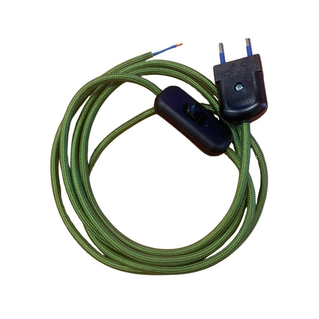 Kit Cavo Tessile Blu 2 Metri - Include Interruttore E Spina, Per Progetti Elettrici Moderni