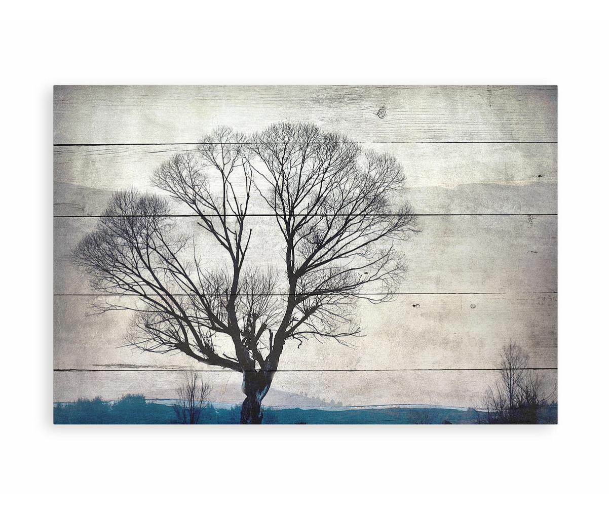 Arbre Décoratif En Bois La Campagne – Hauteur 44 Cm, Base Rectangulaire, Fleurs Colorées, Style Rustique