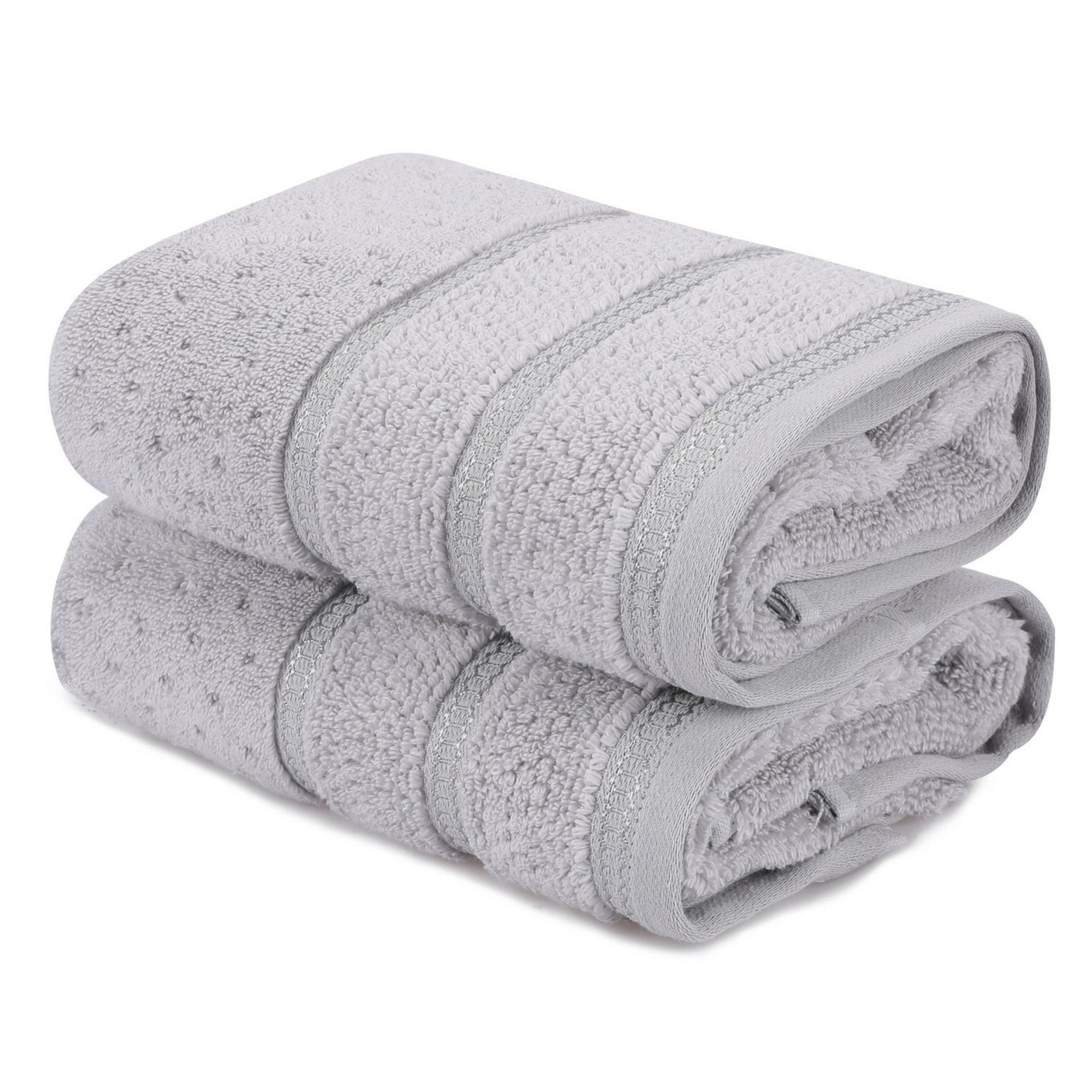 Set 2 Asciugamani 50x90 Cm 100% Cotone | Peso 450 G/m² | Colore Acciaio - Foto 2