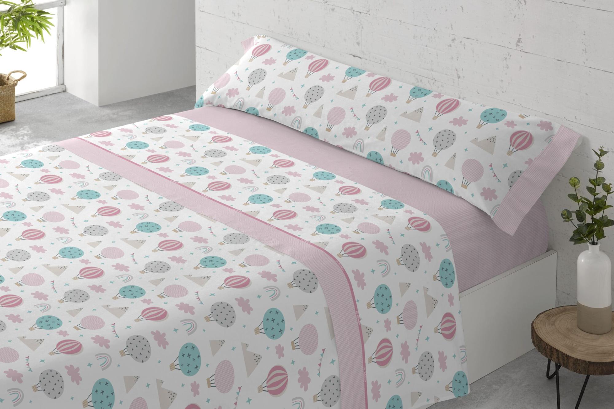 Juego de sábanas 3 piezas cama 105cm (105x200cm) glob rosa donegal collections