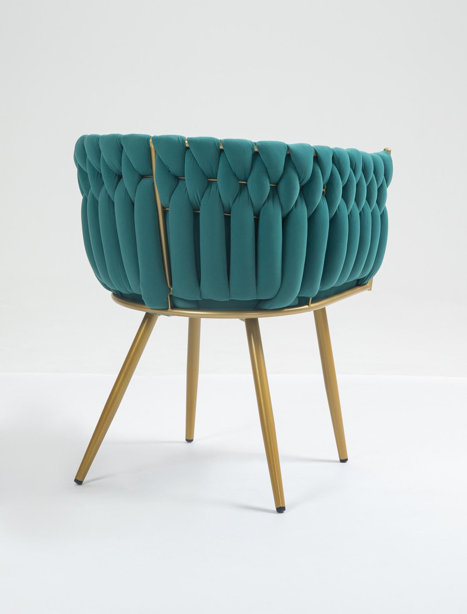 Poltrona Con Schienale In Velluto Intrecciato Design Moderno