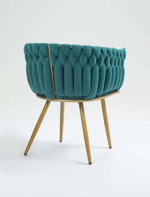 Poltrona Con Schienale In Velluto Intrecciato Design Moderno