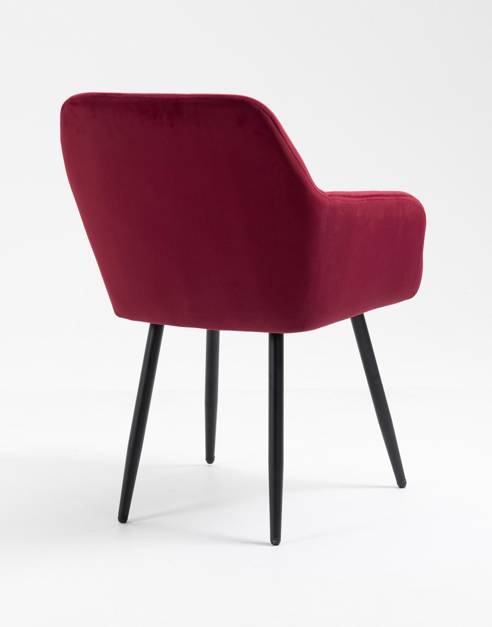 Poltroncina Classica Con Braccioli In Velluto - Sedia Imbottita Gambe Metallo Per Camera, Cucina