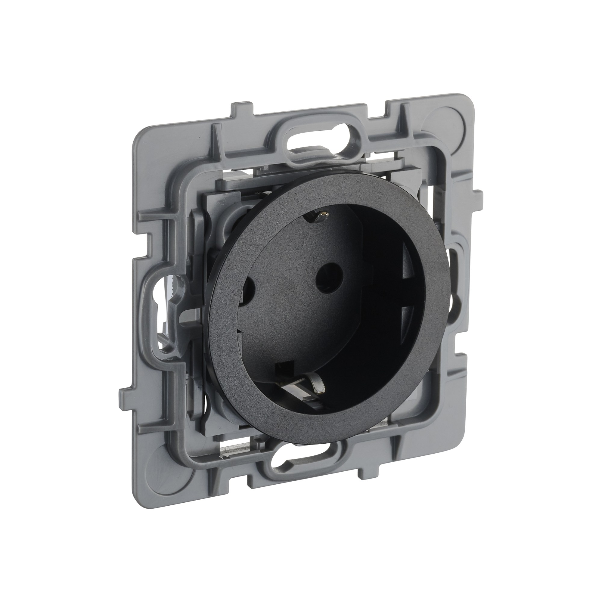 DEBFLEX Steckdose 2P+T In Aluminium – Casual Mechanismus Mit Abdeckung Und Halterung
