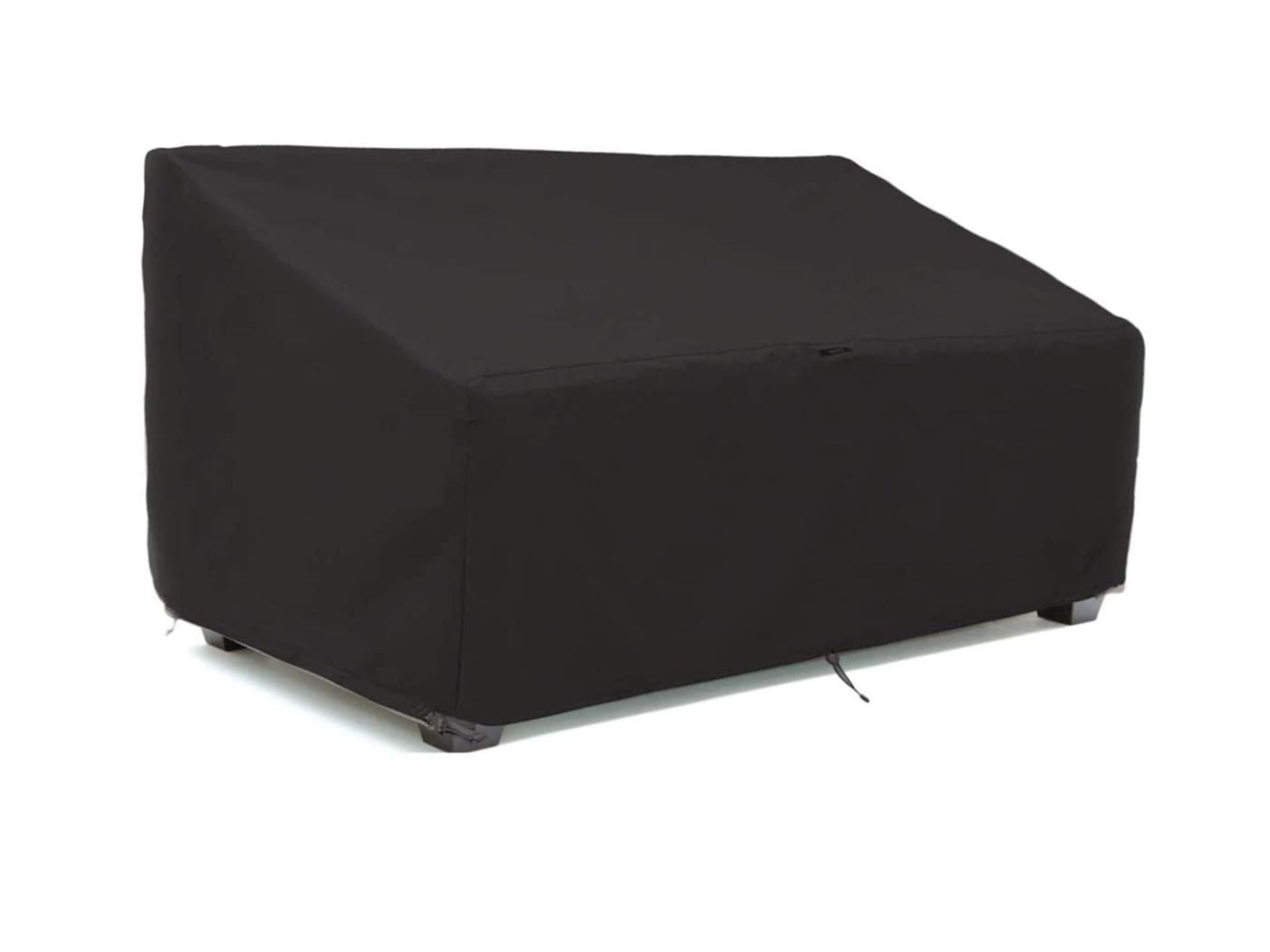 Housses Meubles Jardin - Lot De 4 (Canapé, 2 Fauteuils, Table Basse) Imperméable 210D, Coupe-Vent (Noir) - 12