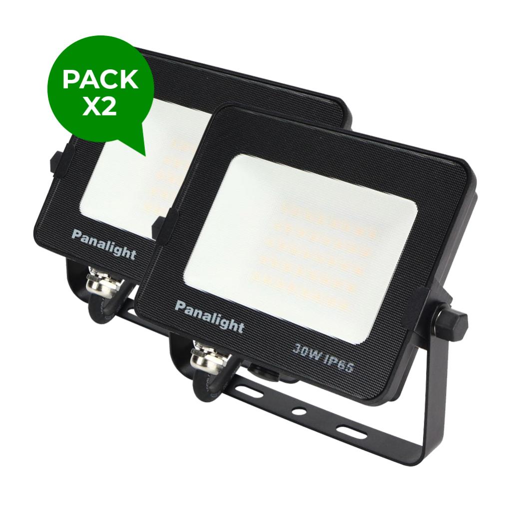 Pack de 2 proyectores LED 30W IP65 Luz Neutra 4000K PANALIGHT COSMO ...