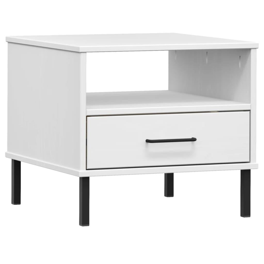 Table De Chevet En Pin Massif Et Pieds Métal – Style OSLO – Marron