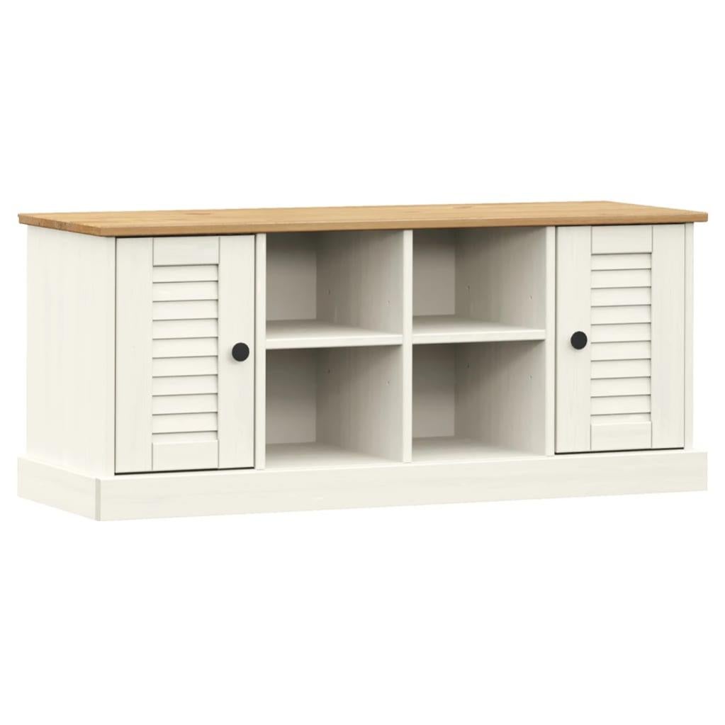 Banc à Chaussures Blanc En Pin Massif VidaXL - Dimensions 110x38x45.5 Cm - Neuf