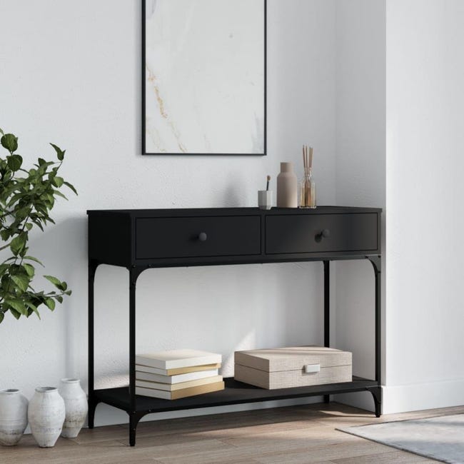 Table Console Chêne Sonoma 100x34,5x75cm - Meuble D'Entrée Élégant Avec Étagère Et Tiroirs En Bois D'Ingénierie