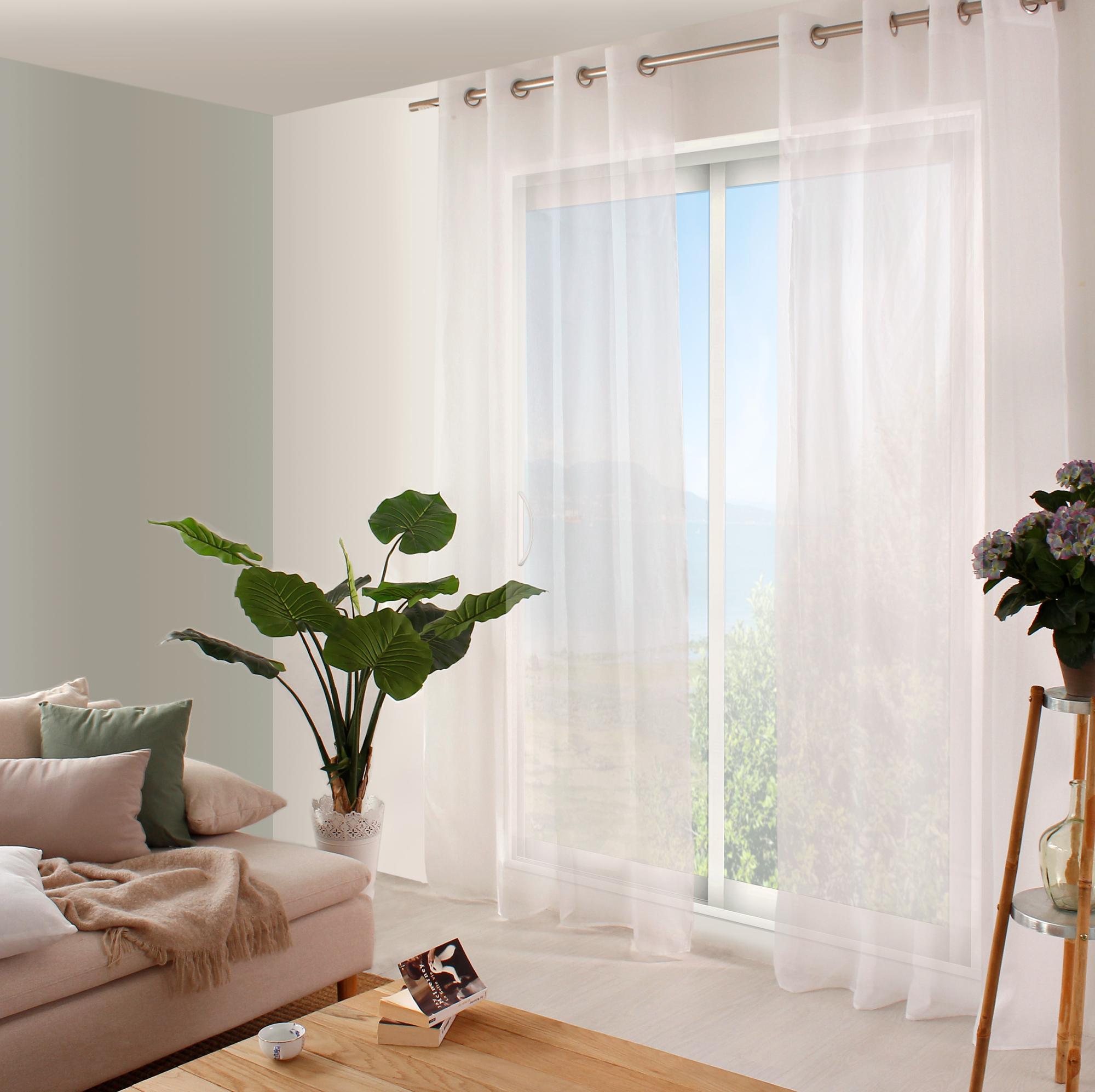 Lot de 2 Voilages à Oeillets pour fenêtre - adaptés à la chambre à