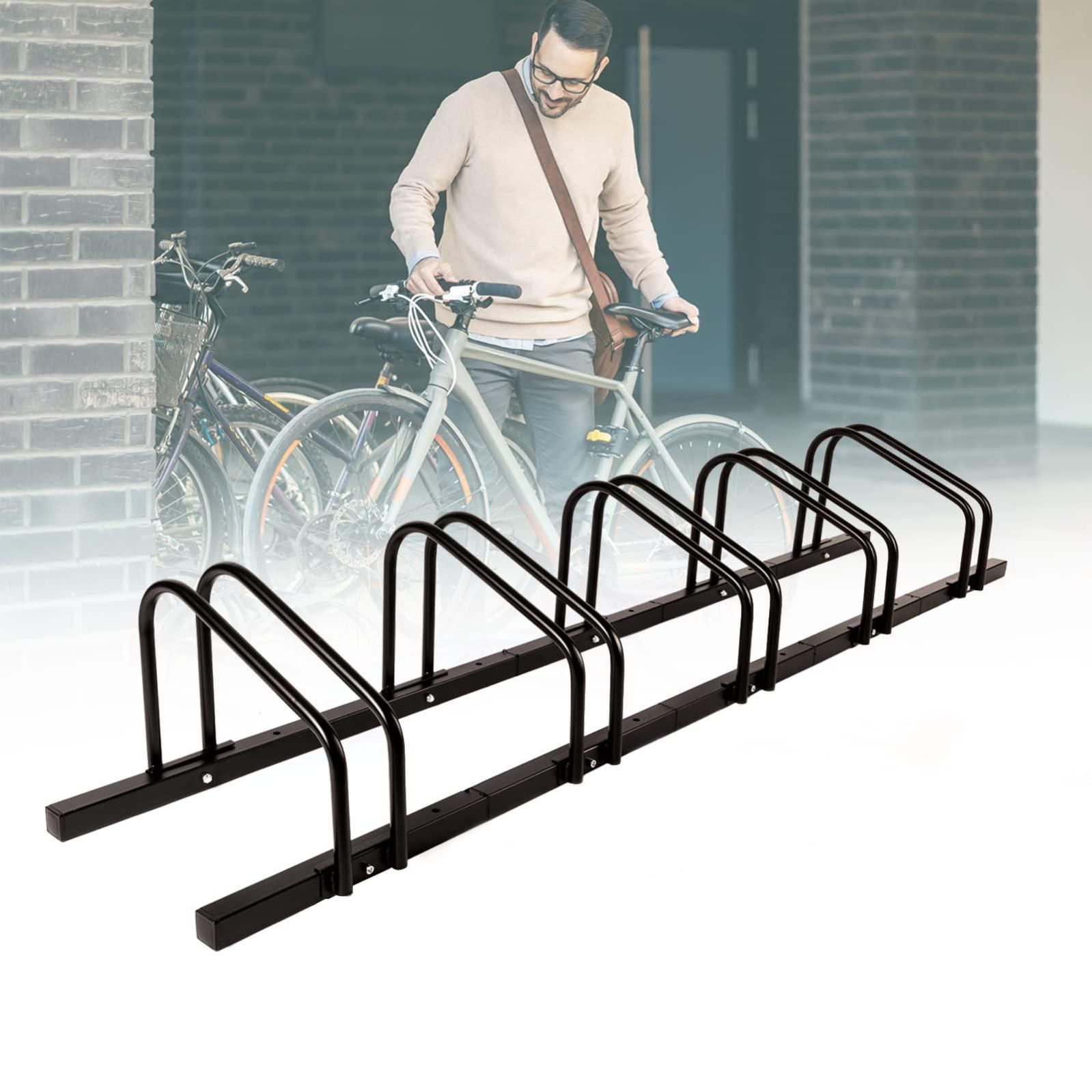 KARAT Ratelier a velos pour jusqu a 6 velos avec des pneus jusqu a 55 mm de largeur Montage au sol ou au mur Support de velo noir 5 velos Leroy Merlin