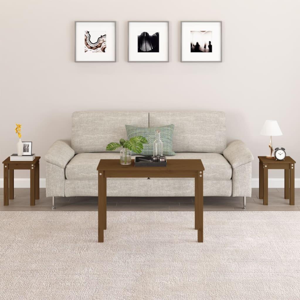 Table basse Marron miel 40x50x35 cm Bois massif de pin