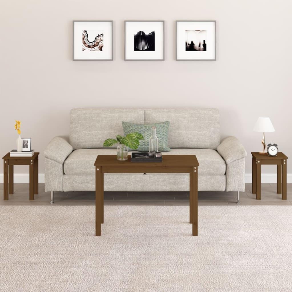 Table basse Marron miel 40x50x35 cm Bois massif de pin Table basse Marron miel 40x50x35 cm Bois massif de pin