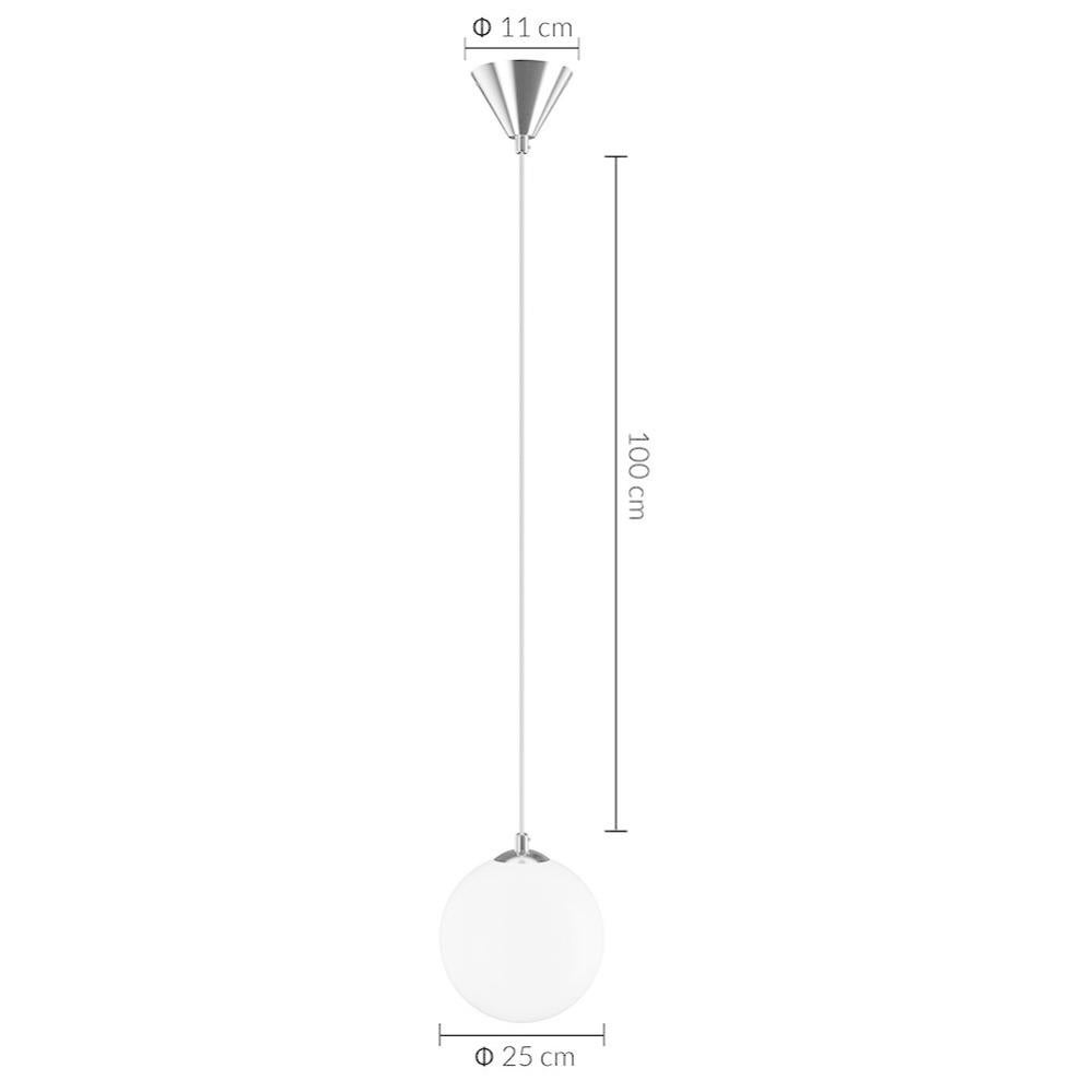 Lampadario Lampada Sospensione Sfera 25 cm Design Moderno Paralume Vetro E27 - 2