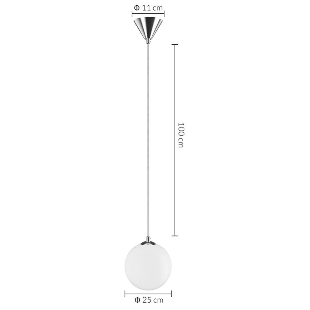 Lampadario Lampada Sospensione Sfera 25 cm Design Moderno Paralume Vetro E27 - 3