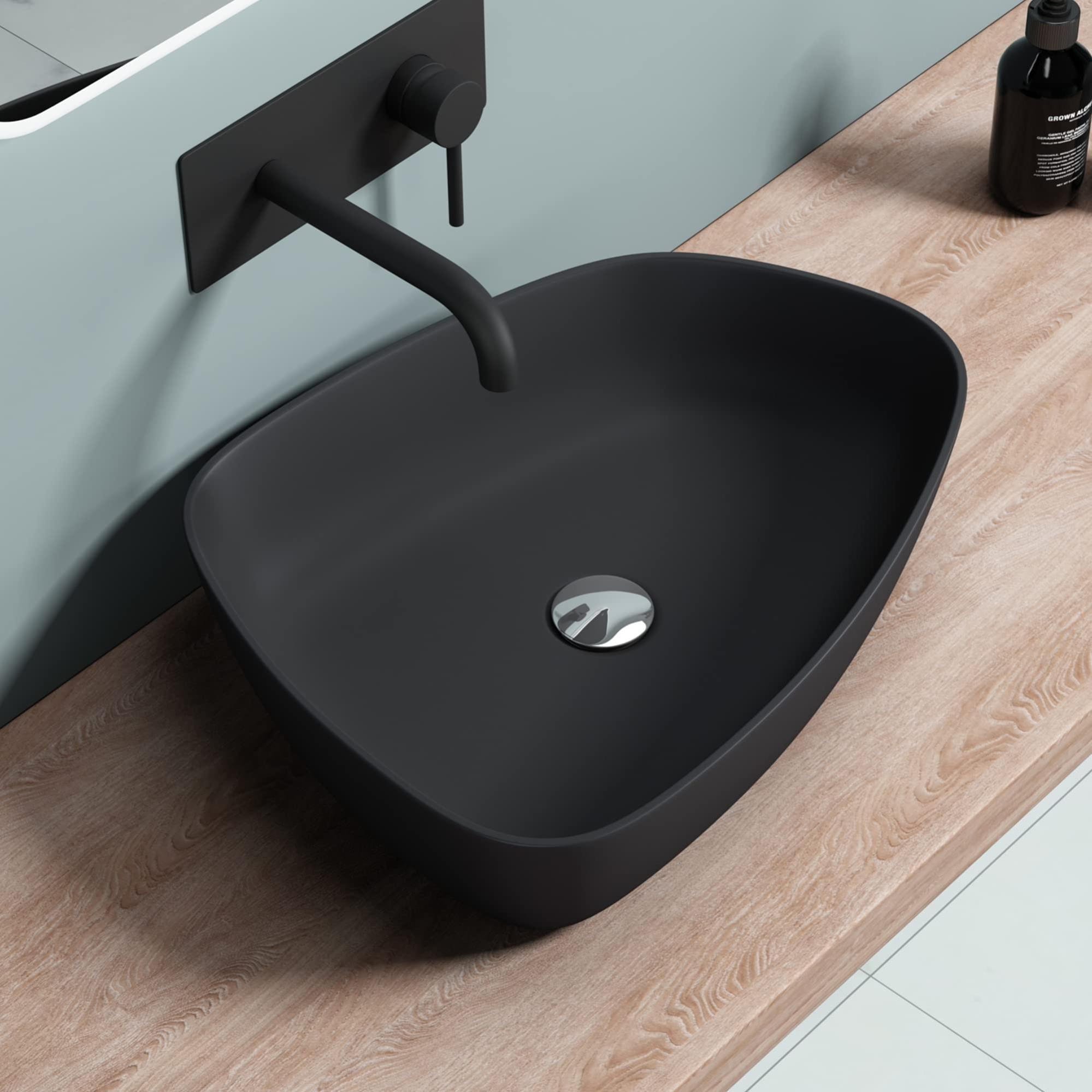 Doporro Lavabo Vasque Poser Gris Noir Mat Cm Lave Main Colossum X X Cm Leroy Merlin