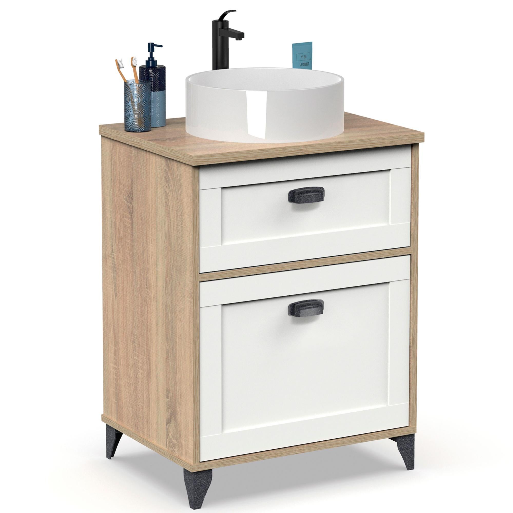 Mobile Da Bagno Sotto Lavabo Jnka Legno Noce L 80 X H 55 X P 45 Cm 2 Cassetti Lavabo Non Incluso 86670432