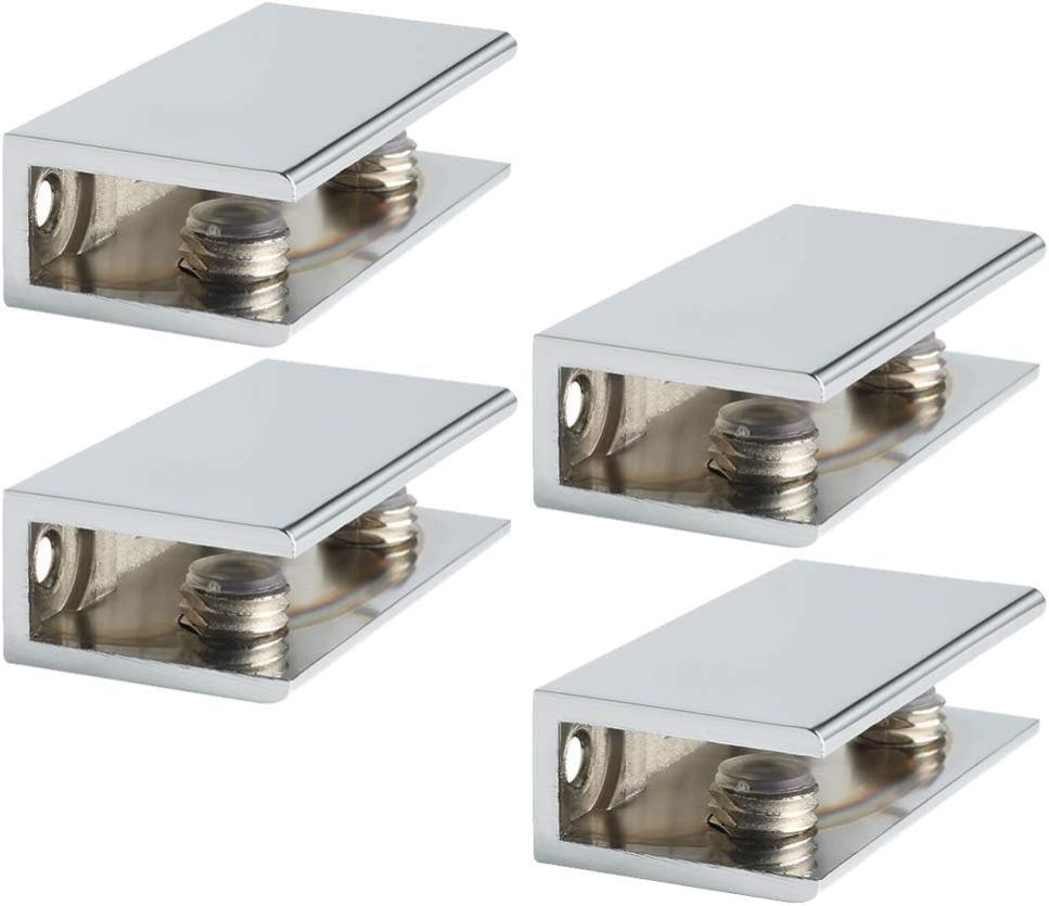 Pince En Verre à Fixation Murale 4 Pièce Alliage De Zinc De Bain Étagère En Verre Support D'Étagère En Verre Réglable Pour Le Verre Et Les Planchers En Bois Jusqu'À 3-21 Mm