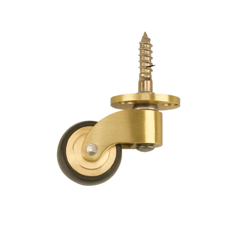 4 Roulettes Pivotantes Laiton Massif 25 Mm – Style Vintage, Caoutchouc Protecteur, Fixation Filetée, Capacité 150 Kg