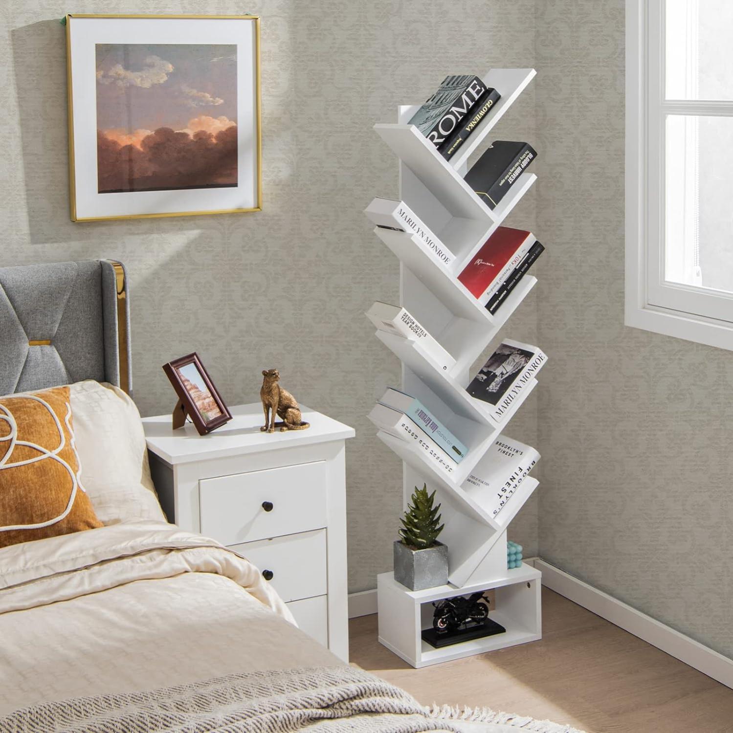 Armoire Bibliothèque Moderne Avec Porte Amovible Et étagères - Meuble Rangement Livres, Décorations - Bois Ingénierie Durable, Facile à Assembler - 3