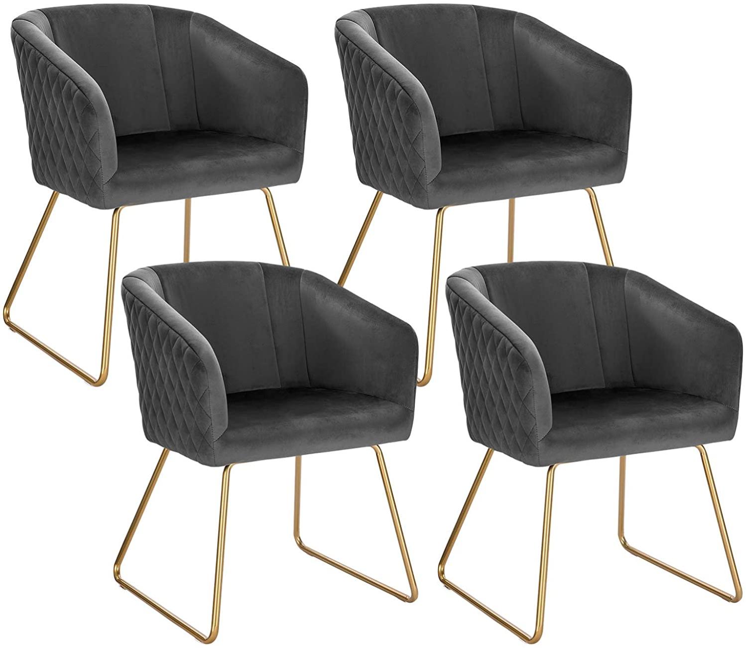 Chaises De Salle à Manger En Chenille - Lot De 4, Pieds Métal, Dossier Ergonomique, Capacité 250 Lb - Kaki - 5