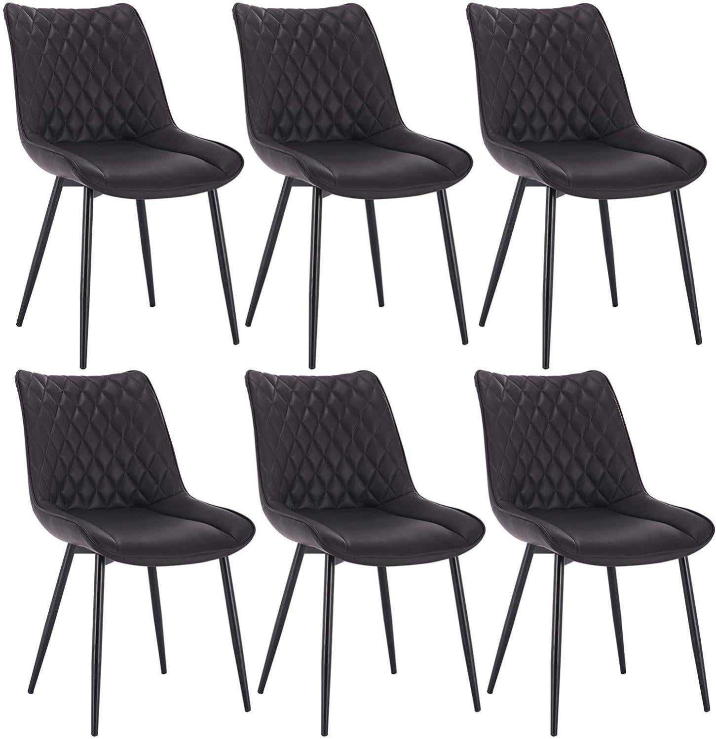 WOLTU 6 X Chaises Salle à Manger, Chaise Patchwork, en Lin + Bois Multicolore BH29mf-6