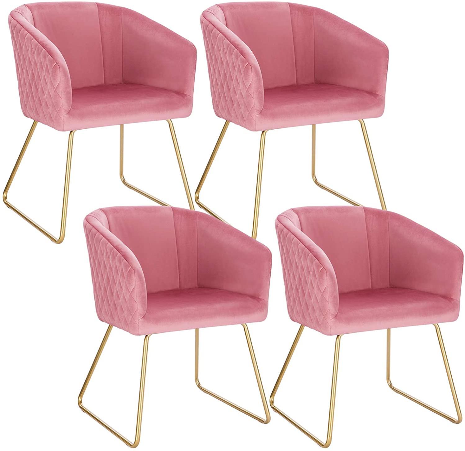 Chaises De Salle à Manger En Chenille - Lot De 4, Pieds Métal, Dossier Ergonomique, Capacité 250 Lb - Kaki - 11