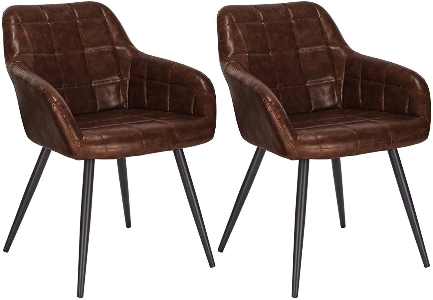 Lot De 2 Chaises De Salle à Manger Rembourrées Simili PU Anthracite - Moderne - À Assembler