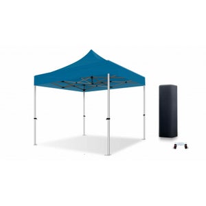 Xptent Barnum ultra-pliant, Tonnelle Professionnelle 3X3 Structure en Alu 45mm Toit 450g/m² Bleu Anti-feu qualité Pro+ + Sac de Transport