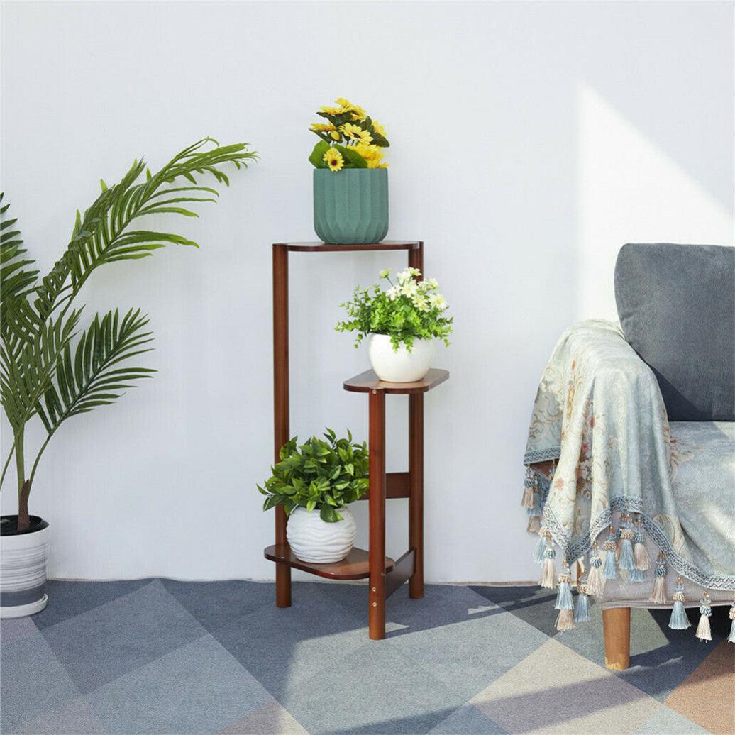 Porte Plante en Bambou Intérieur Etagère Plantes à 3 Niveaux Escalier - 2