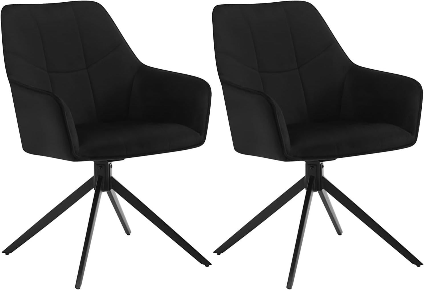2 Chaises De Salle à Manger WOLTU - Velours Gris - Accoudoirs Et Dossier Rembourré - Pieds Métal - 150kg Capacité