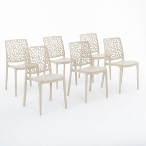Chaises En Résine Fibre De Verre Empilables Lisa - 4 Pièces, Gris Tourterelle, Intérieur/extérieur - Design Moderne, Résistantes (jusqu'à 115 Kg)