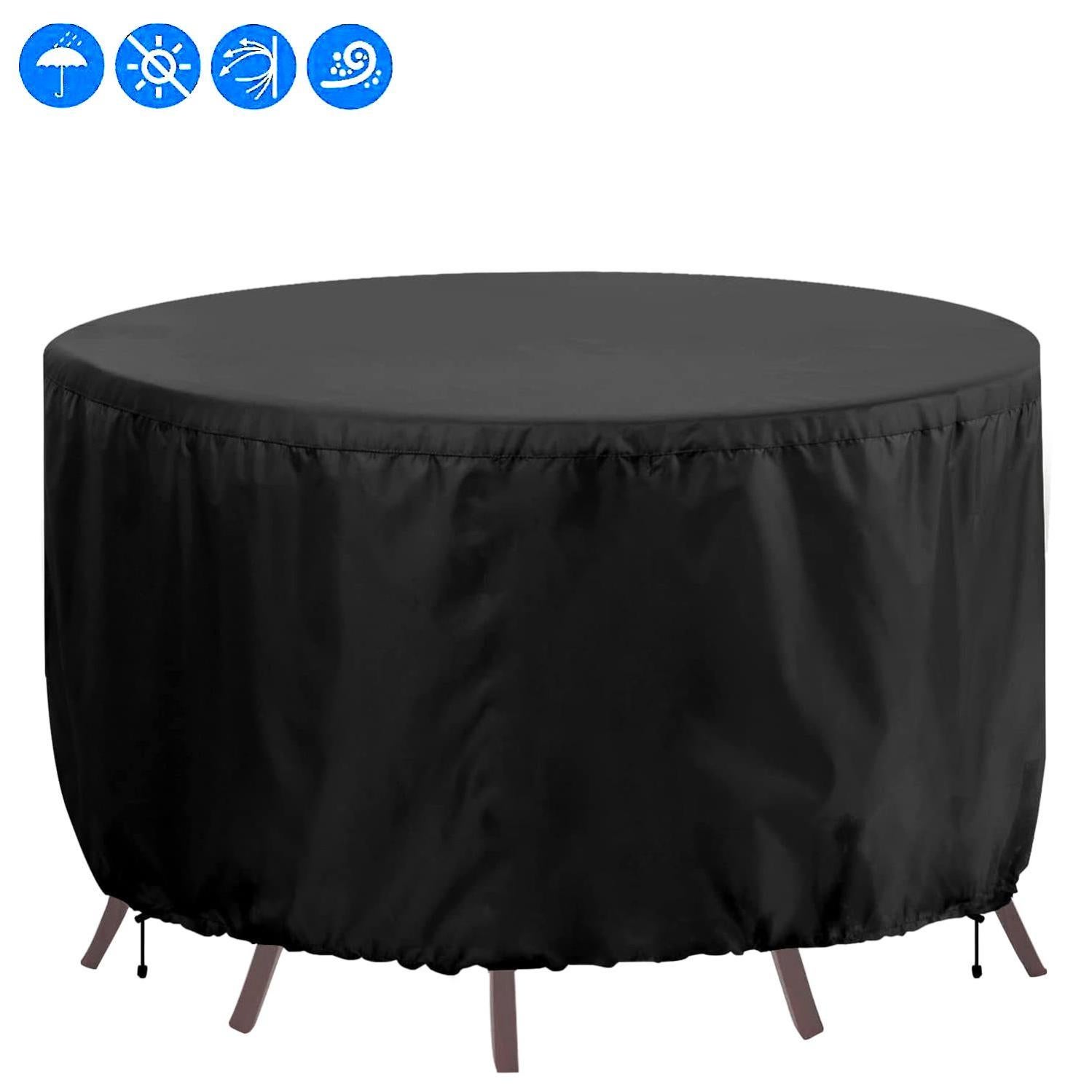 Housse Salon De Jardin 95x95x85cm/LxWxH Housse De Table Jardin Rectangulaire, Bache Salon De Jardin Pour Patio Table Chaises Imperméable Anti-UV Résistant Protege Table Jardin Exterieur - Noir