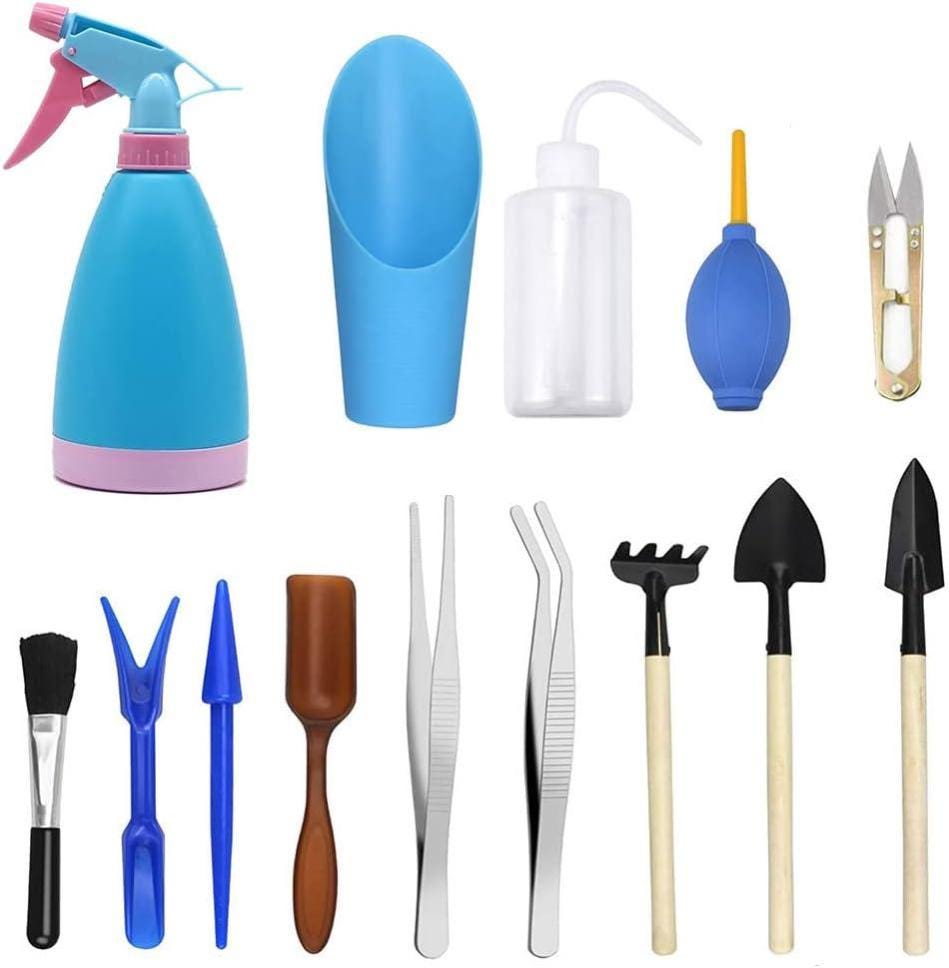 Kit De 19 Outils Pour Plantes Succulentes Et Bonsaï - Transplantation Et Jardinage (bleu Ou Rose)