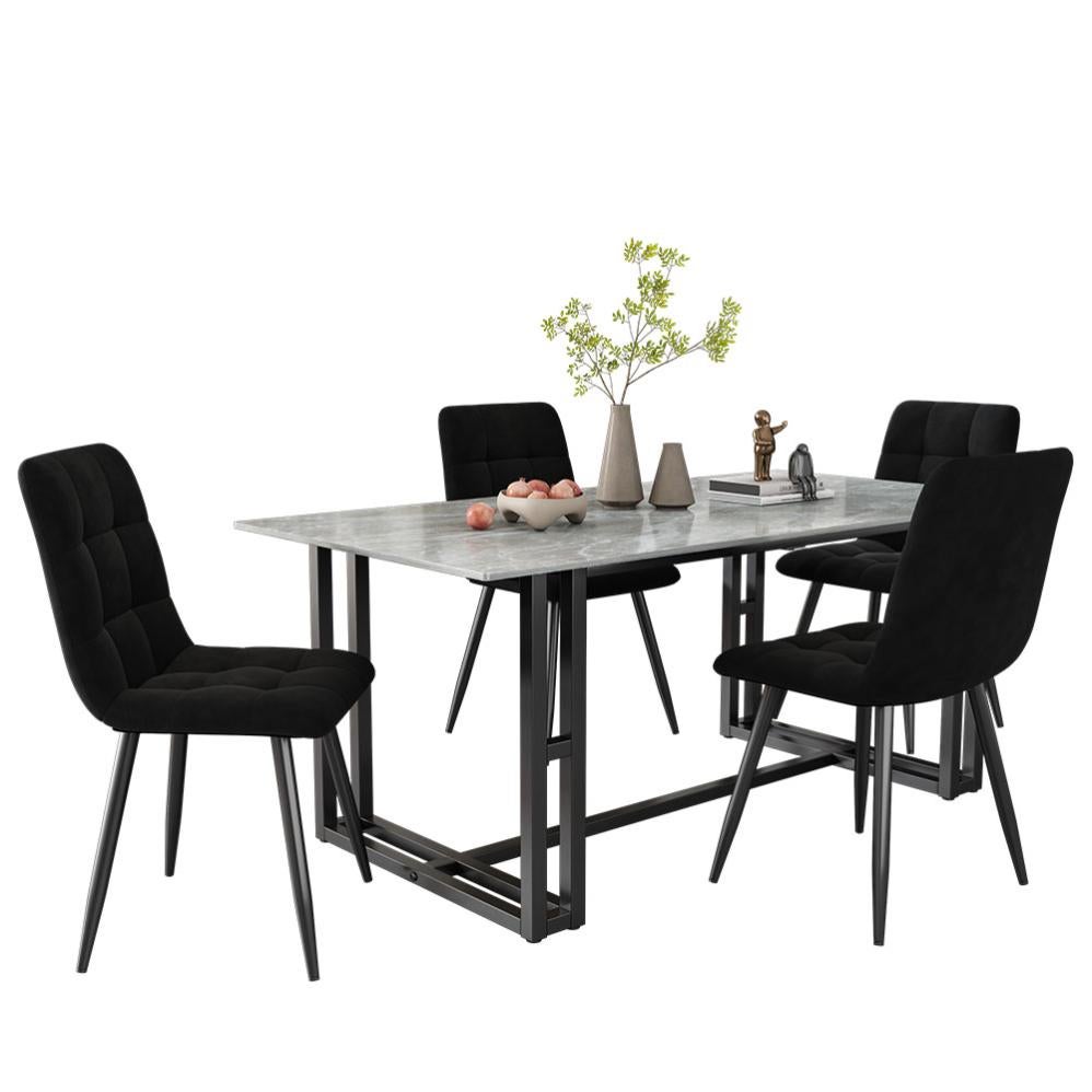 Set De 4 Chaises De Salle à Manger Velours Anthracite – ML DESIGN
