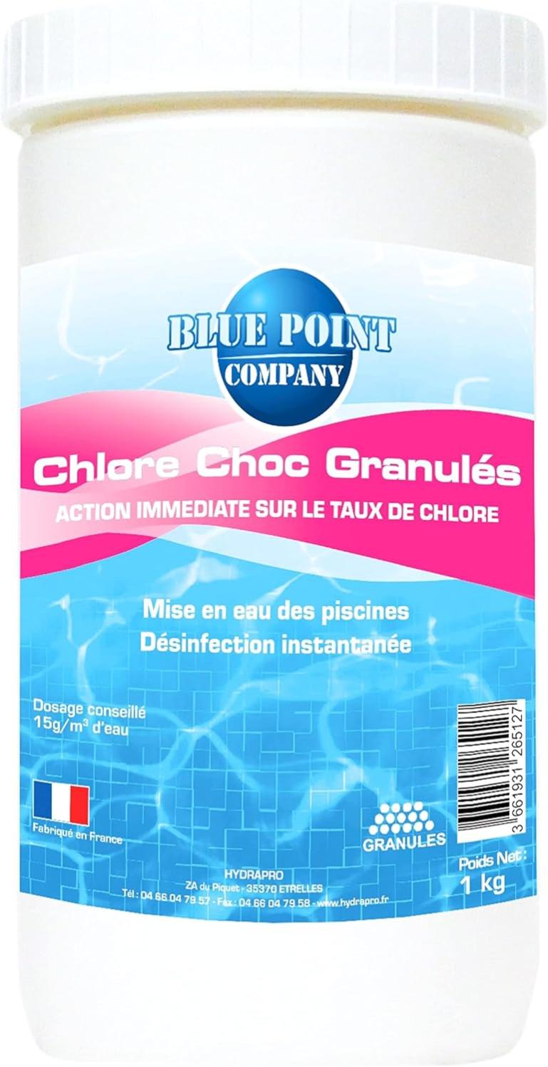 Chlore Choc Granulés Piscine 1KG, Traitement Eau Verte, Trouble, Algues et Les